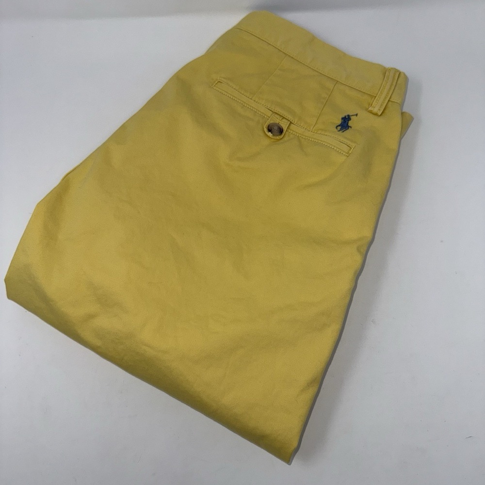 Polo Ralph Lauren Mens 32 Classic Fit 9" Stretch Shorts Yellow w/ Blue Pony